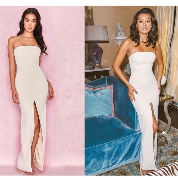 House Of Cb Holly Ecru Slit Front 